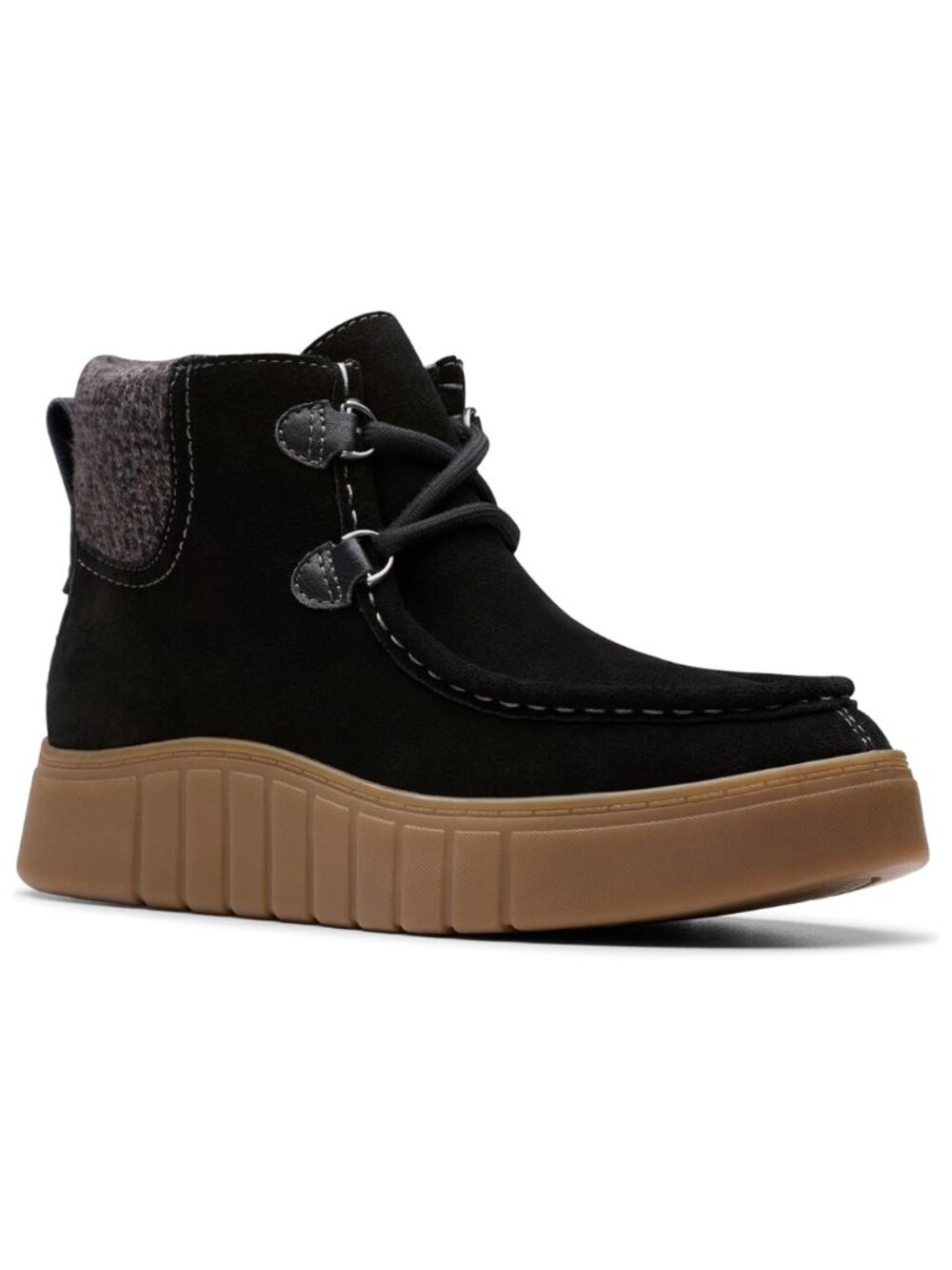 Clarks Mykah Izzy Cozy Lace Up Ankle Boots Black Suede - 8.5M
